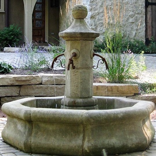Antique Fountain in Burgundy stone